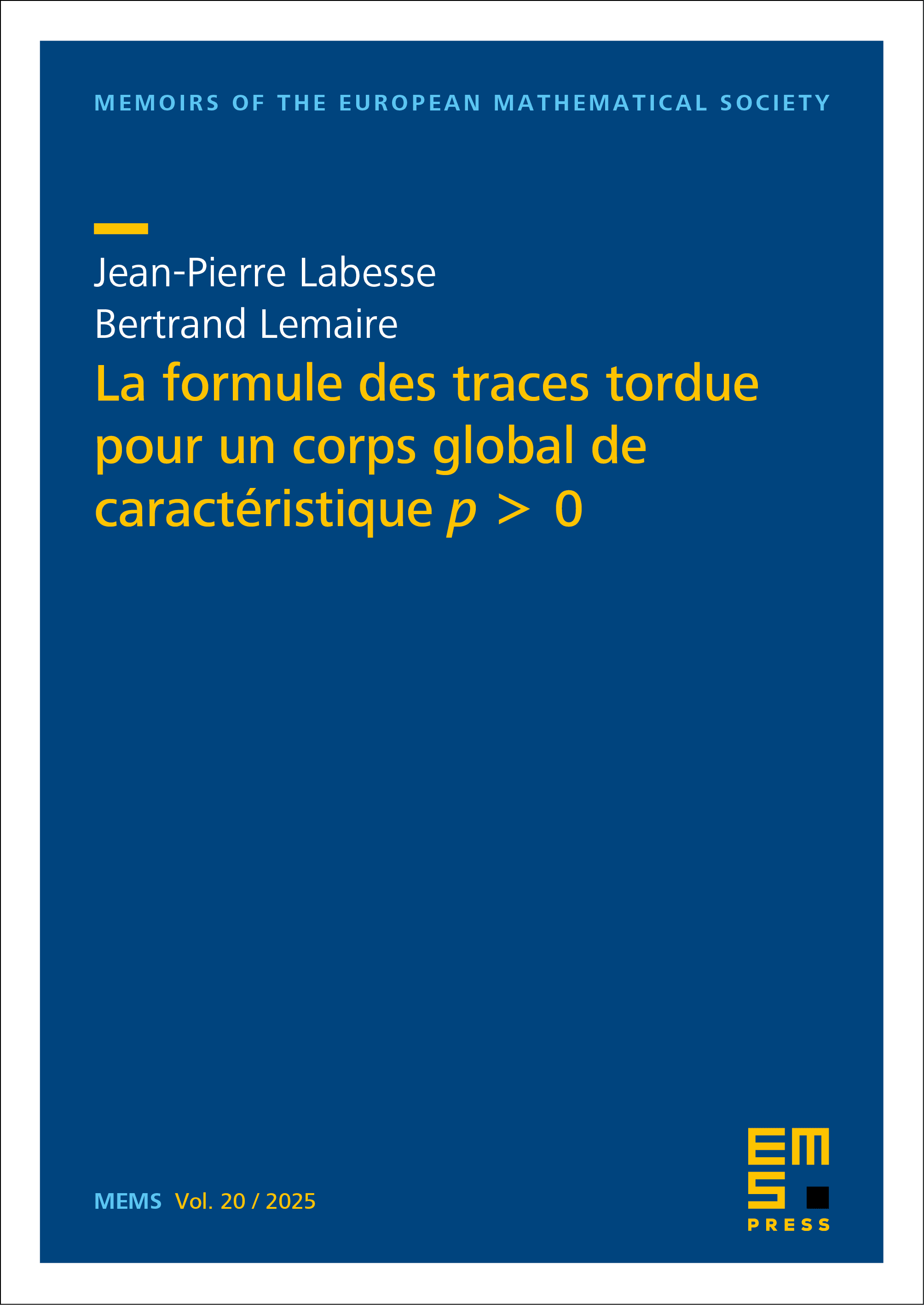 La formule des traces tordue pour un corps global de caractéristique p>0 cover