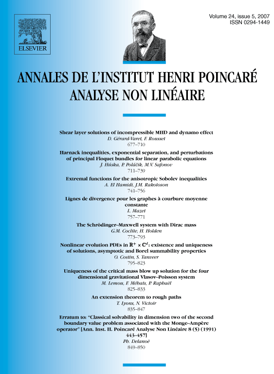 Erratum to: “Classical solvability in dimension two of the second boundary value problem associated with the Monge–Ampère operator” [Ann. Inst. H. Poincaré Analyse Non Linéaire 8 (5) (1991) 443–457] cover