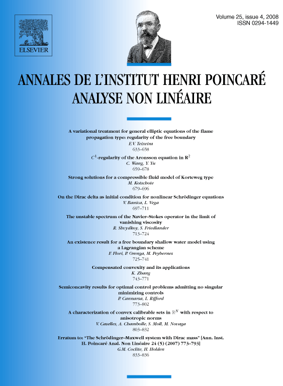 Erratum to: “The Schrödinger–Maxwell system with Dirac mass” [Ann. Inst. H. Poincaré Anal. Non Linéaire 24 (5) (2007) 773–793] cover