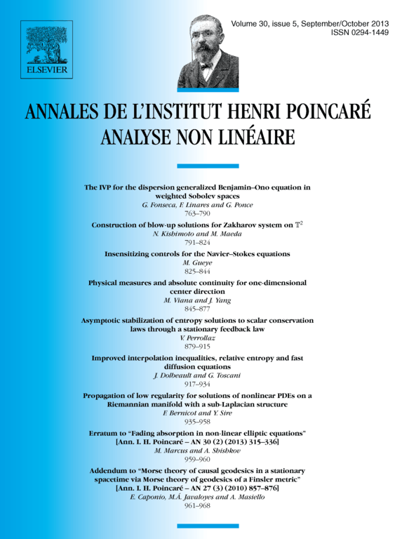 Erratum to “Fading absorption in non-linear elliptic equations” [Ann. I. H. Poincaré – AN 30 (2) (2013) 315–336] cover