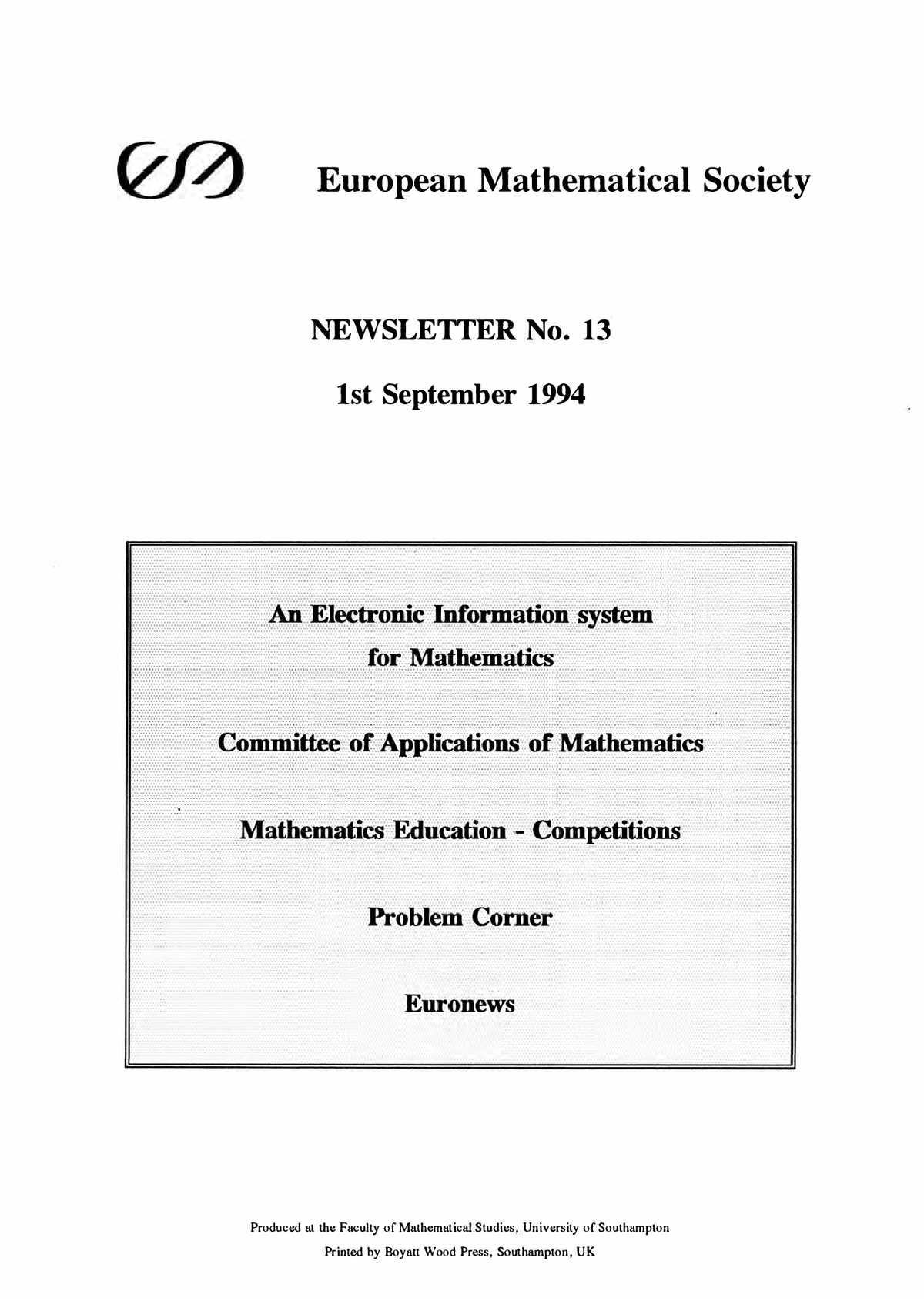 Eur. Math. Soc. Mag. cover