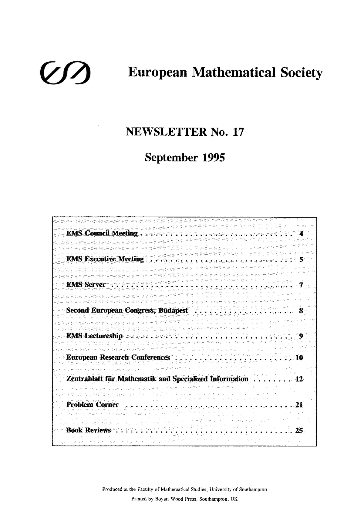 Eur. Math. Soc. Mag. cover