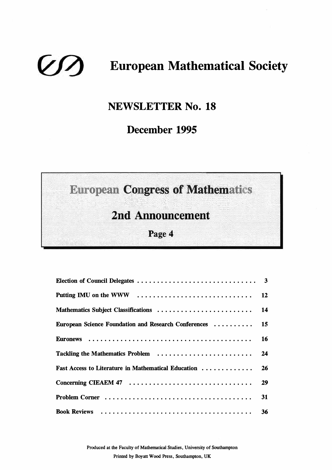 Eur. Math. Soc. Mag. cover