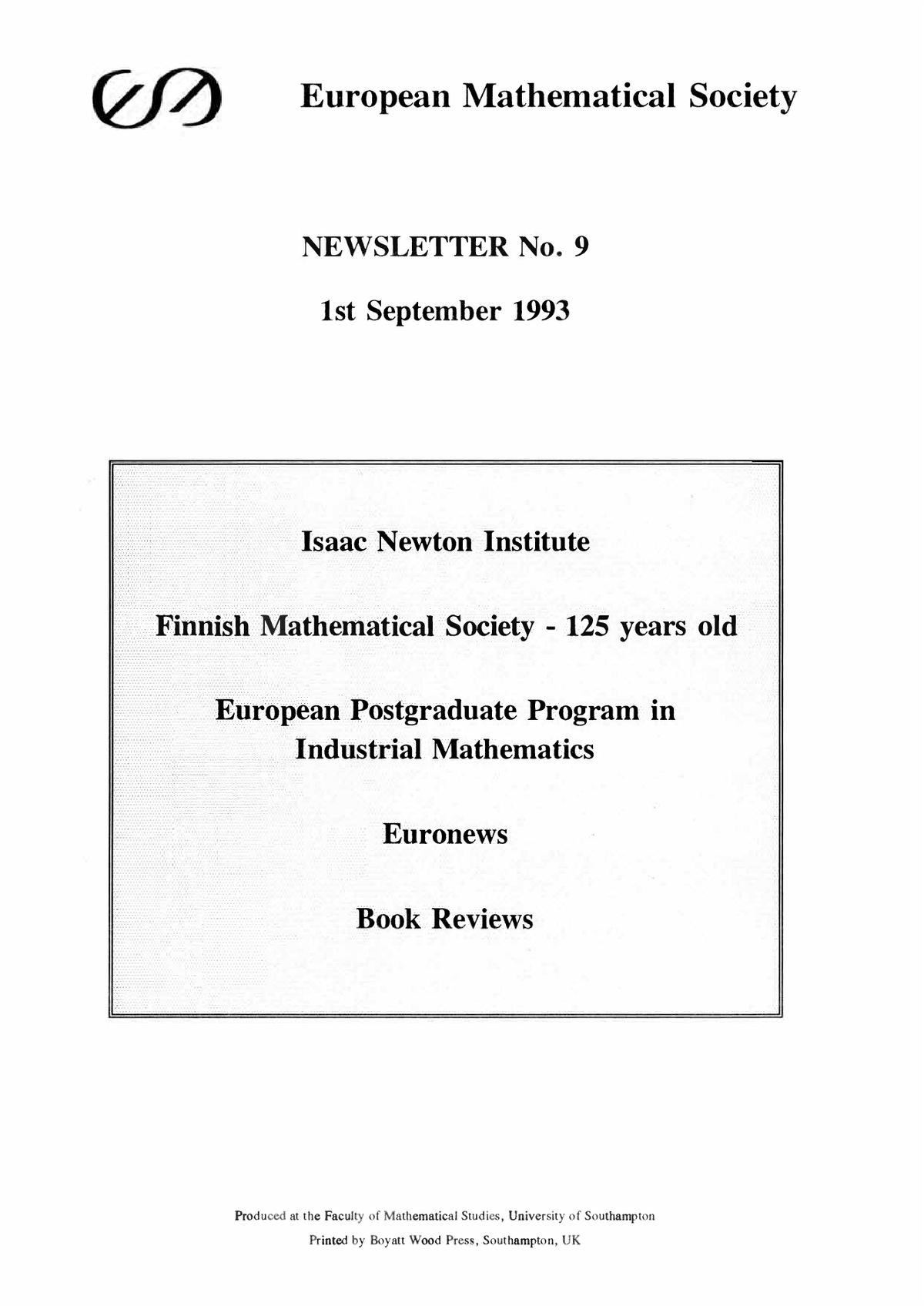 Eur. Math. Soc. Mag. cover