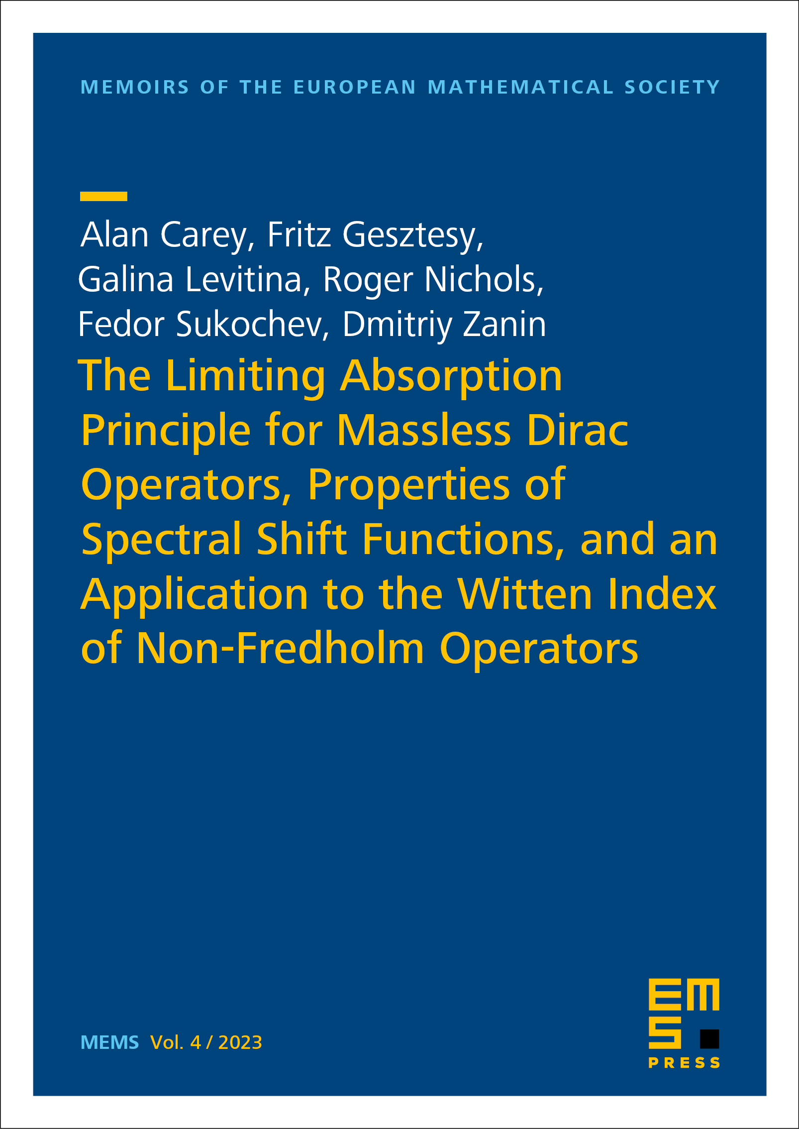The Limiting Absorption Principle for Massless Dirac Operators, Properties of Spectral Shift Functions, and an Application to the Witten Index of Non-Fredholm Operators cover