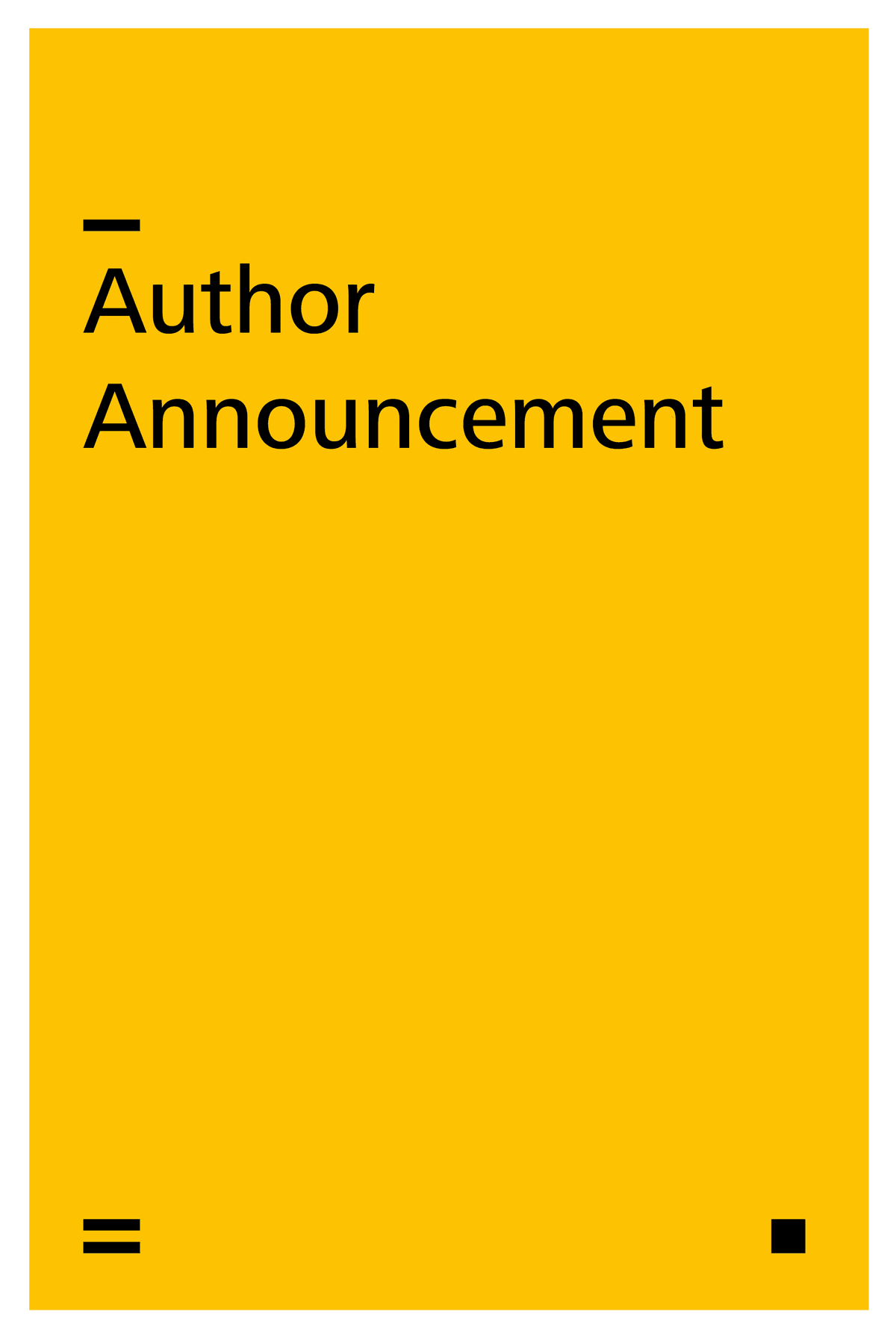 Updates – author annoucement