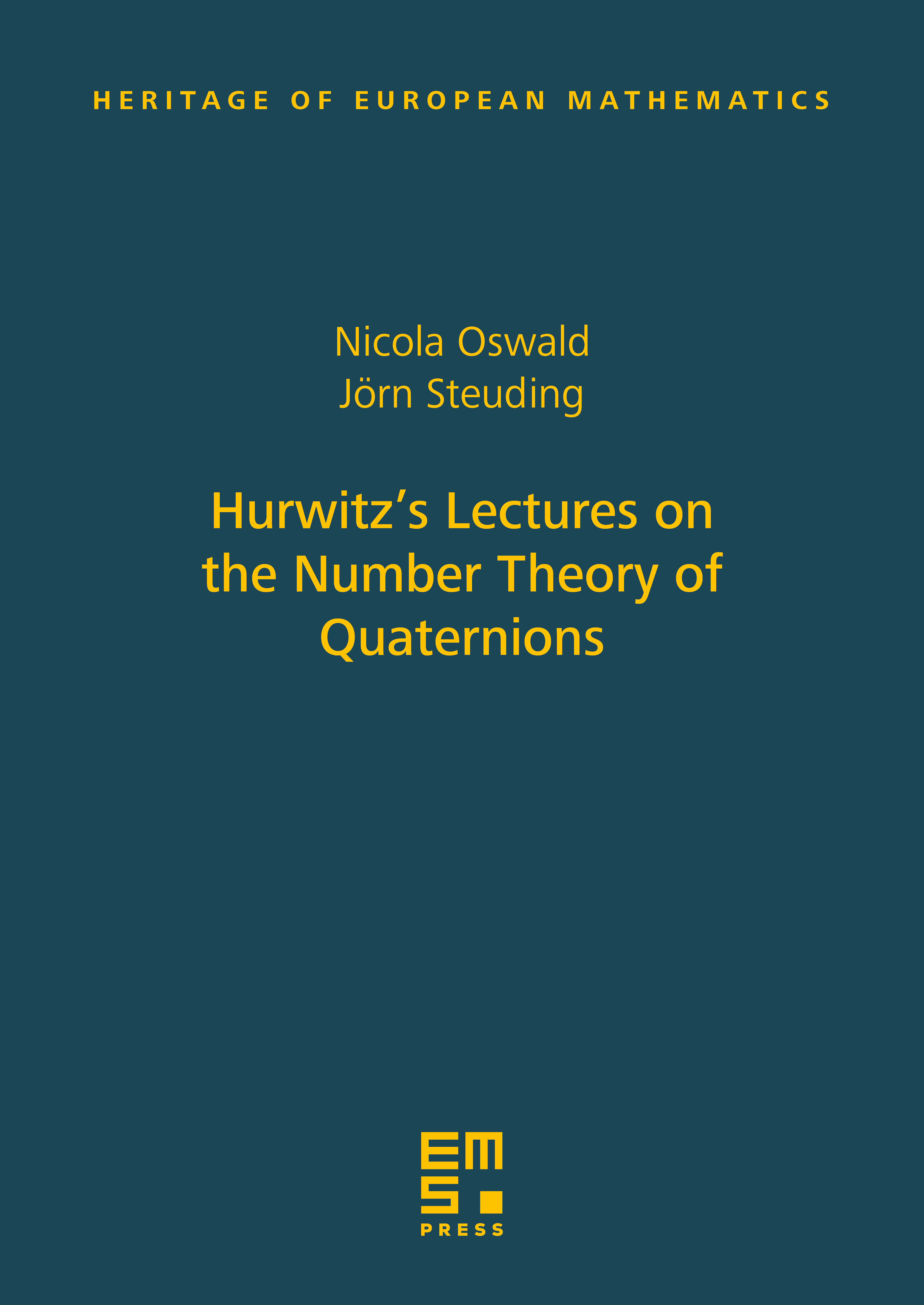 Hurwitz’s Lectures on the Number Theory of Quaternions cover